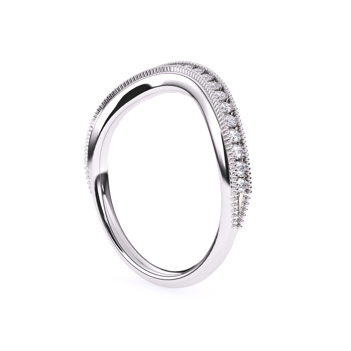 Stylish Vintage Milgrain Curved Wedding Band
